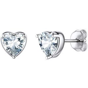 Heart Birthstone Sterling Silver Earrings